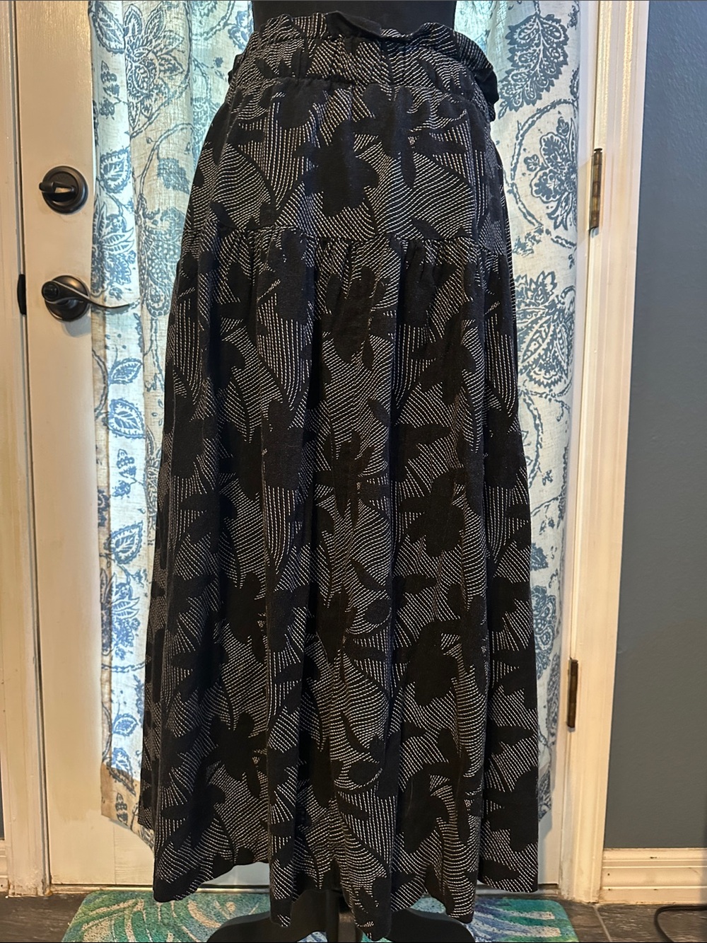 Universal Thread Black Floral Maxi Skirt with Tie Waist - Picture 4 of 5